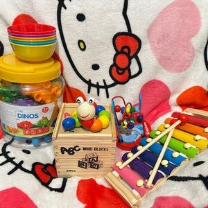 Kids Wooden Xylophone & Stacking Toy Set - Multicolor